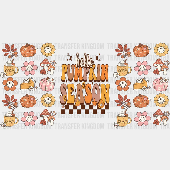 Hello Pumpkin Season - Fall Cup Wrap UV Sticker Permanent UV DTF Decal