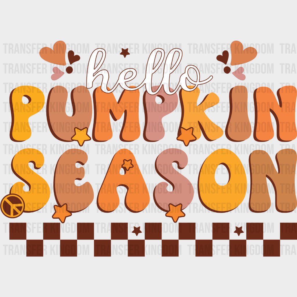 Hello Pumpkin Season Heart - Fall Dtf Transfer Unisex S & M (10’’) / Dark Color Design See Imaging