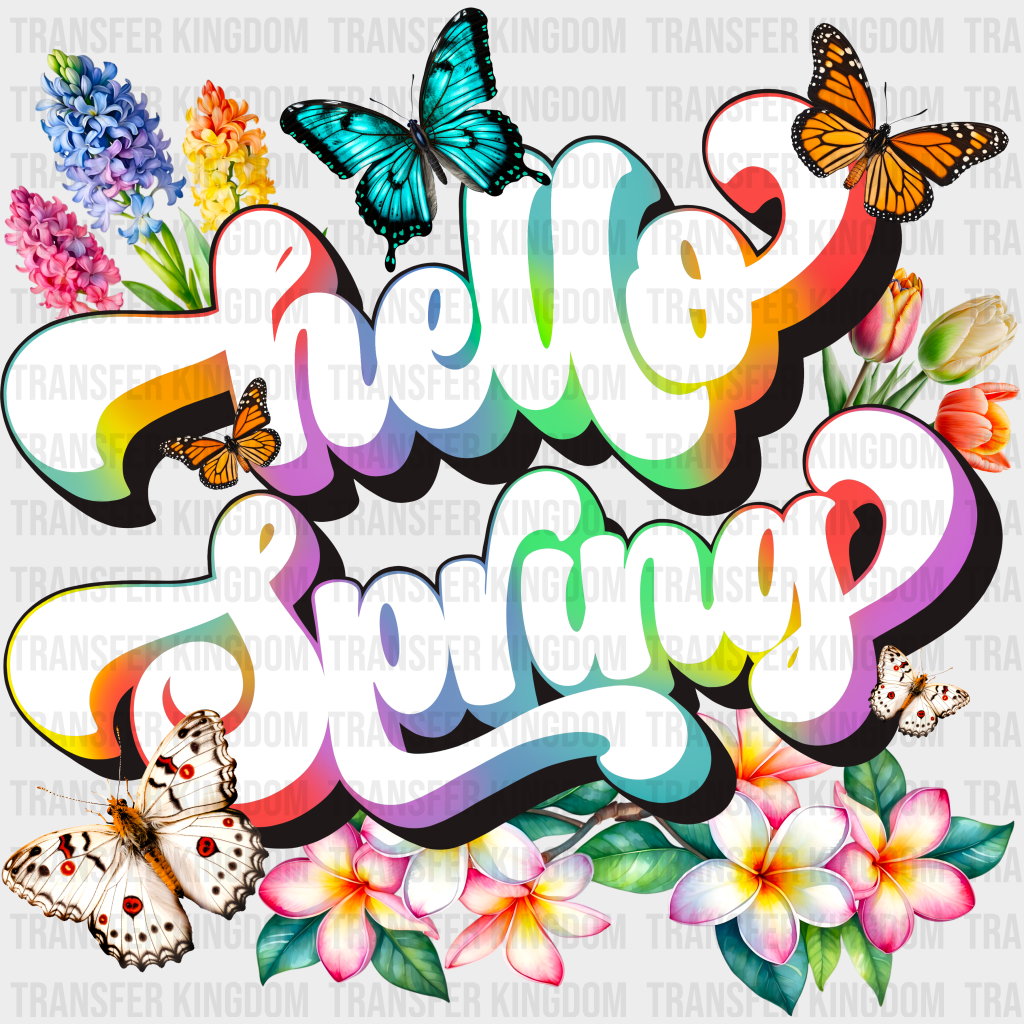 Hello Spring Butterflies - Dtf Heat Transfer