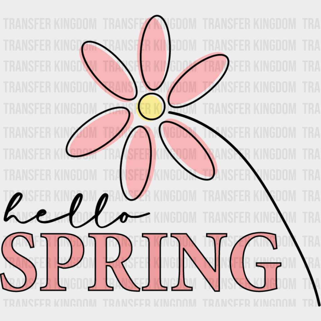 Hello Spring Flower Design - Dtf Heat Transfer Unisex S & M (10’) / Dark Color (See Imaging)