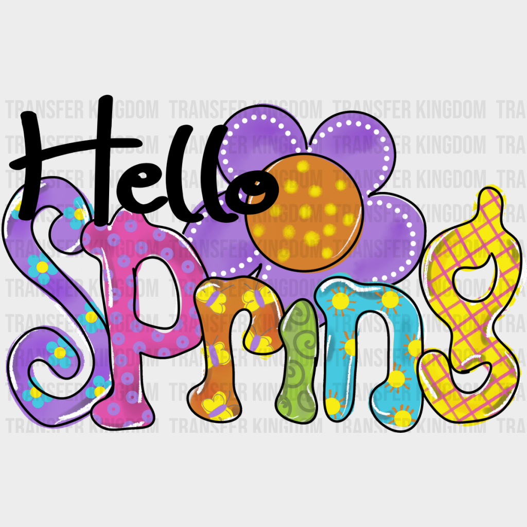 Hello Spring Kid Design - Spring DTF Transfer Adult Unisex - S & M (10’’) / Dark Color Design (See Imaging)