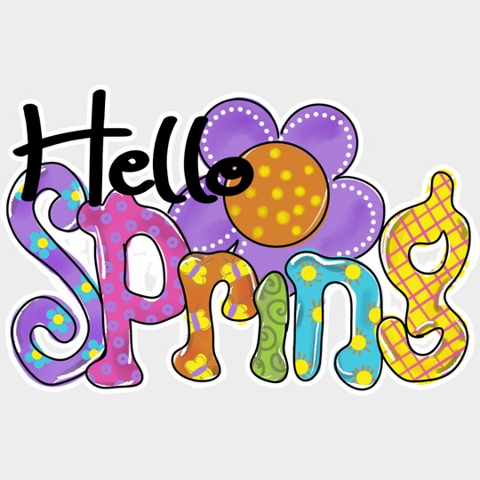 Hello Spring Kid Design - Spring DTF Transfer Adult Unisex - S & M (10’’) / Light Color Design (See Imaging)