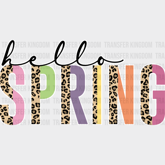 Hello Spring Leopard Design - Dtf Heat Transfer Unisex S & M (10’) / Light Color (See Imaging)