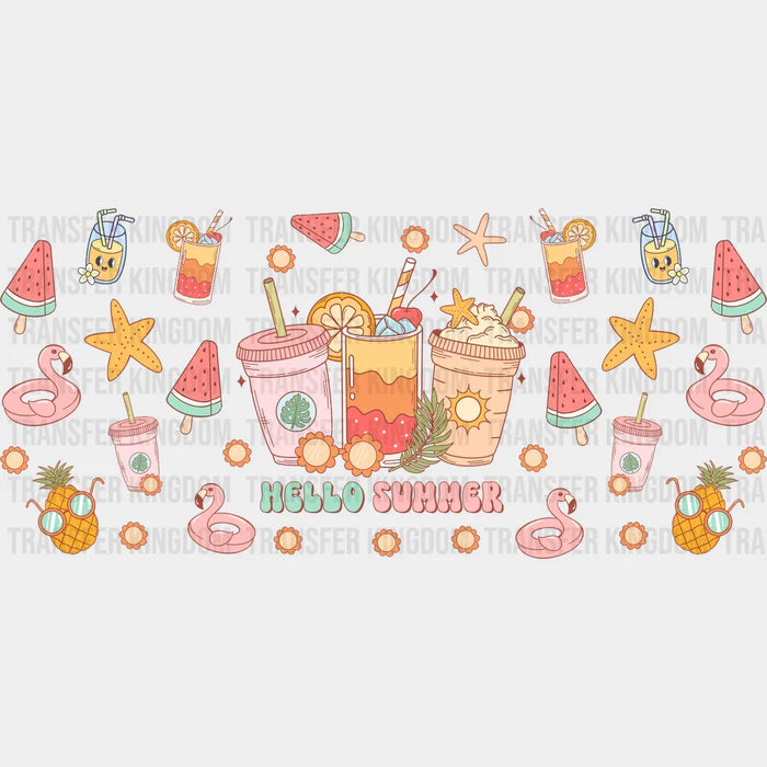 Hello Summer Drinks - Summer Cup Wrap UV Sticker Permanent UV DTF Decal