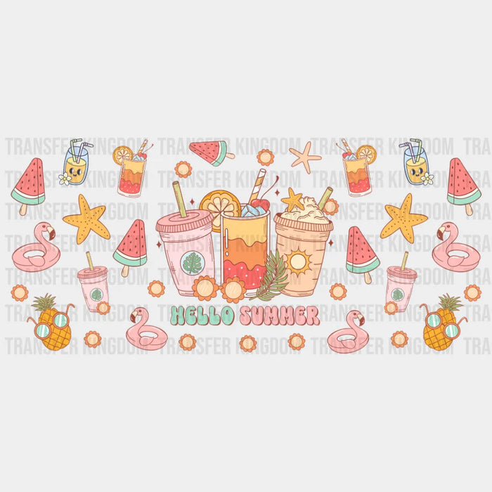 Hello Summer Drinks - Summer Cup Wrap UV Sticker Permanent UV DTF Decal