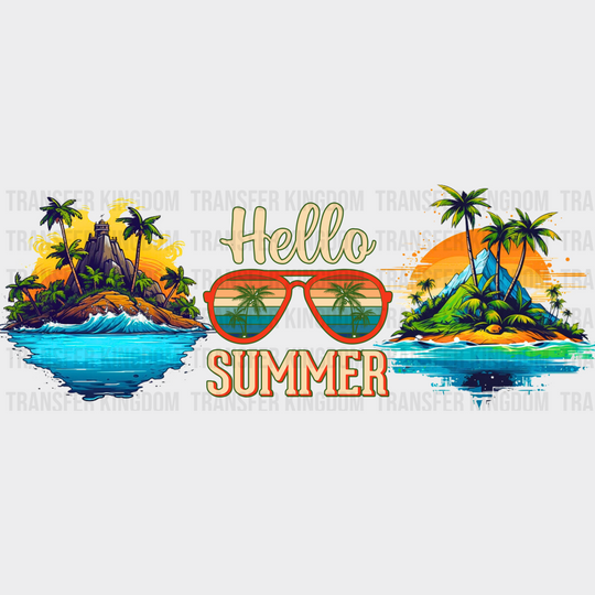 Hello Summer Island Design - Cup Wrap Uv Sticker Permanent Dtf Decal