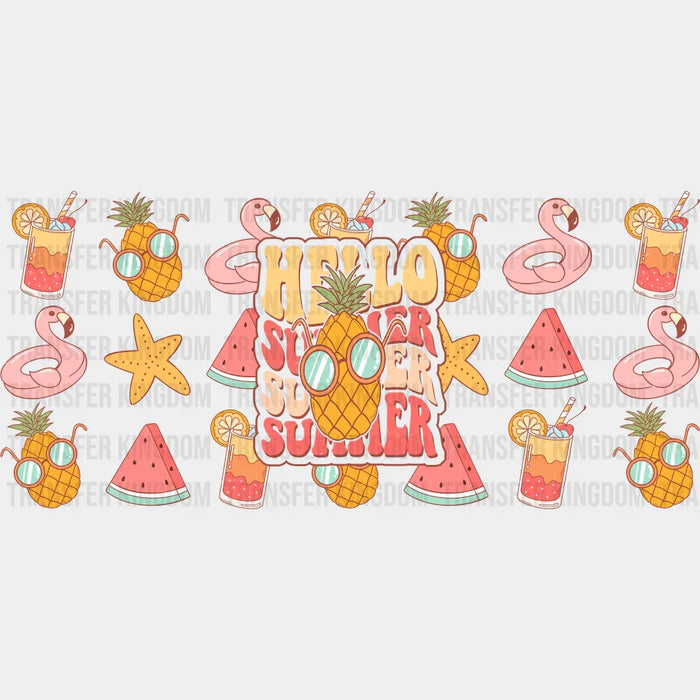 Hello Summer Pineapple - Summer Cup Wrap UV Sticker Permanent UV DTF Decal
