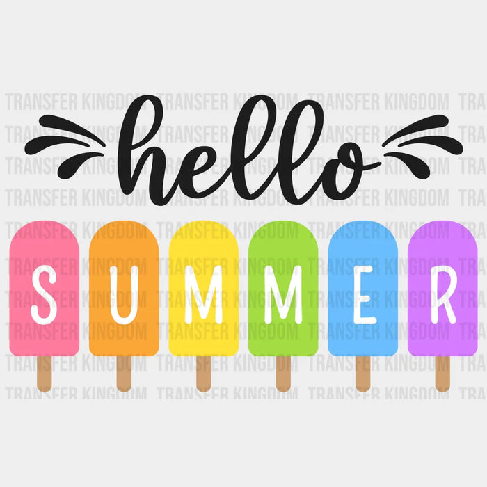 Hello Summer Popsicles Design Summer DTF Transfer