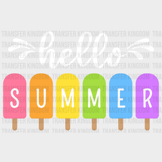 Hello Summer Popsicles Design Dtf Transfer Unisex - S & M (10’) / Light Color See Imaging