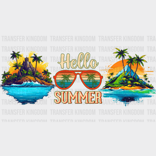 Hello Summer Sunglasses - Summer Cup Wrap UV Sticker Permanent UV DTF Decal UVDTF