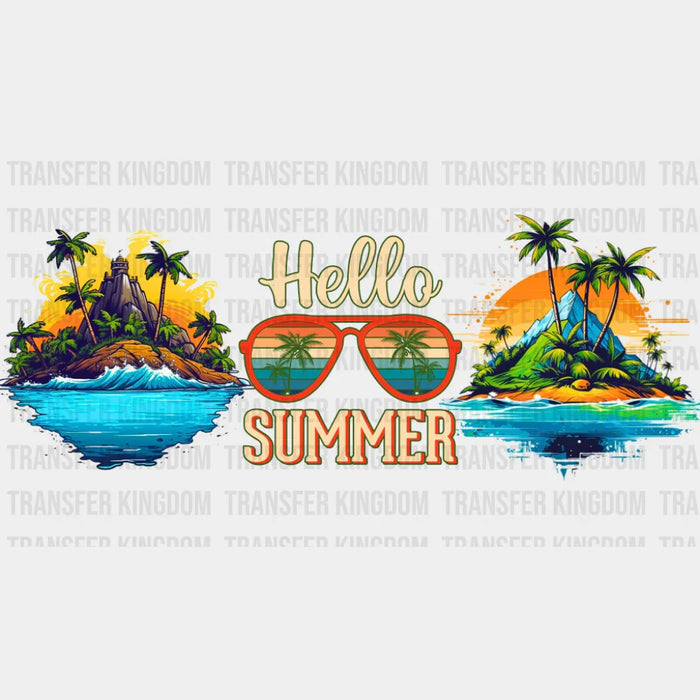 Hello Summer Sunglasses - Summer Cup Wrap UV Sticker Permanent UV DTF Decal