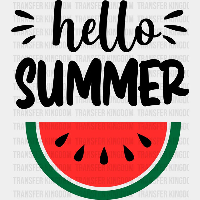 Hello Summer Watermelon Black And White - Summer DTF Transfer