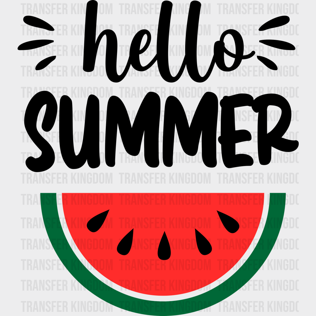 Hello Summer Watermelon Dtf Transfer Unisex - S & M (10’) / Dark Color Design See Imaging