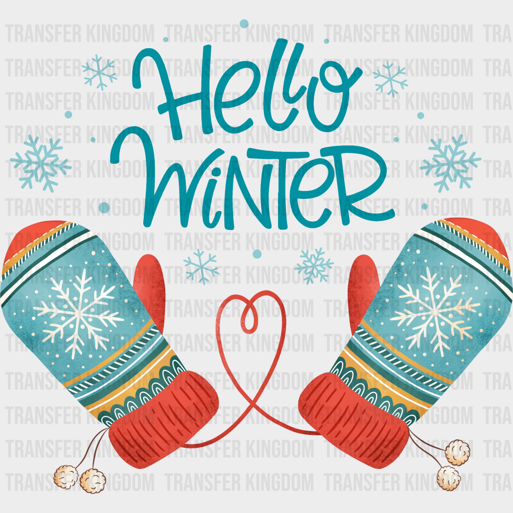 Hello Winter Mittens - Iron On Dtf Transfer