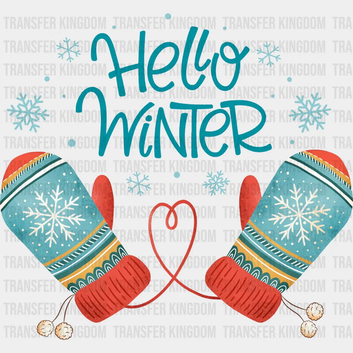 Hello Winter Mittens - Winter Iron On DTF Transfer