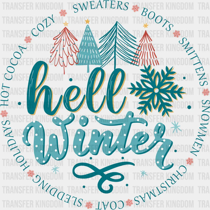 Hello Winter Tree Design - Winter Iron On DTF Transfer