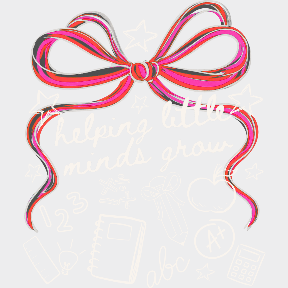 Helping Little Minds Grow Pink Ribbon - Teachers DTF Transfer Adult Unisex - S & M (10’’) / Light Color Design (See
