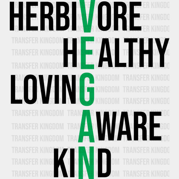 Herbivore Healthy Living Aware Kind - Vegan Design - DTF heat transfer