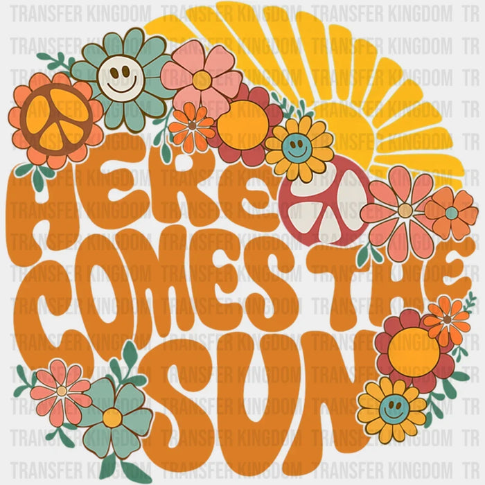 Here Comes The Sun Floral - Retro Summer - Beach Vacation  Design - Summer DTF heat transfer
