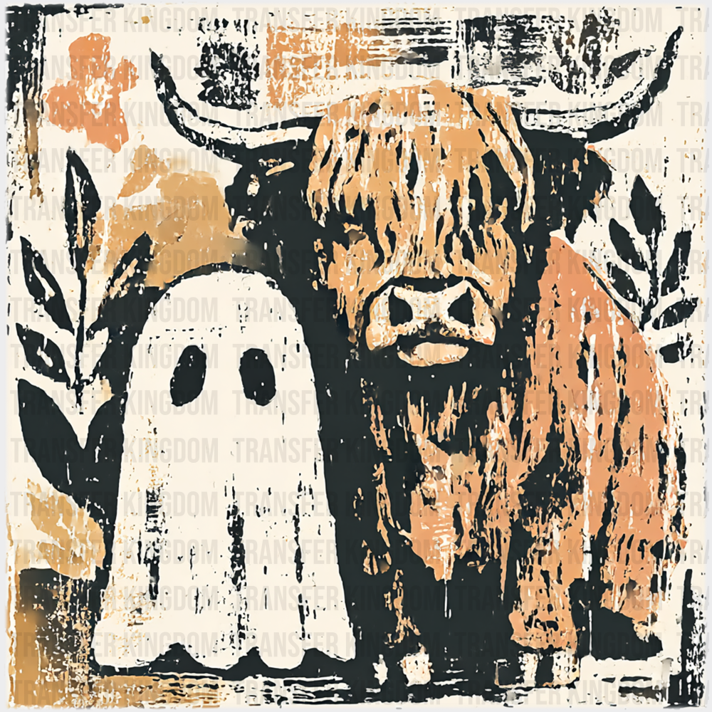 Highland Cattle & Ghost - Halloween DTF Transfer