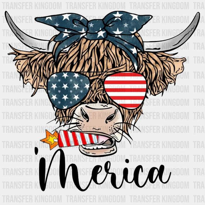 Highland Cow Merica DTF Transfer
