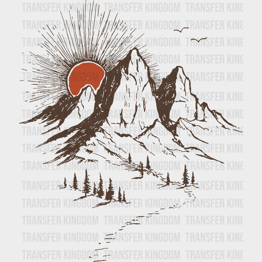 Hiking Path Sunset - Hiking DTF Transfers - Adult Unisex - S & M (10’’) / Dark Color Design (See Imaging)