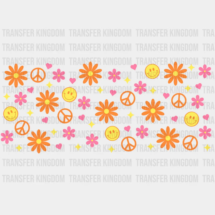 Hippie Flower UV DTF Transfer Cup Wrap UV DTF Sticker