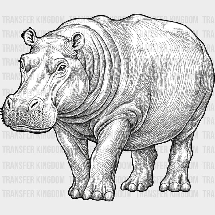 Hippopotamus B&W - Animals DTF Transfers