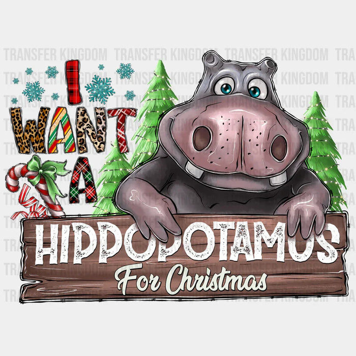 HIPPOPOTAMUS FOR CHRISTMAS Christmas Design - DTF heat transfer
