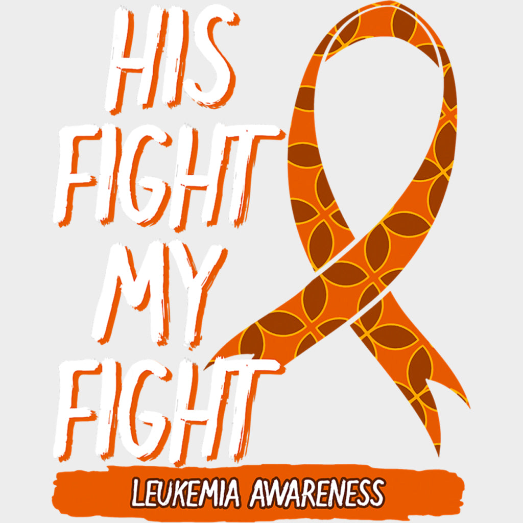 His Fight Is My Fight Patterned Ribbon - Leukemia DTF Transfers Adult Unisex - S & M (10’’) / Light Color Design (See