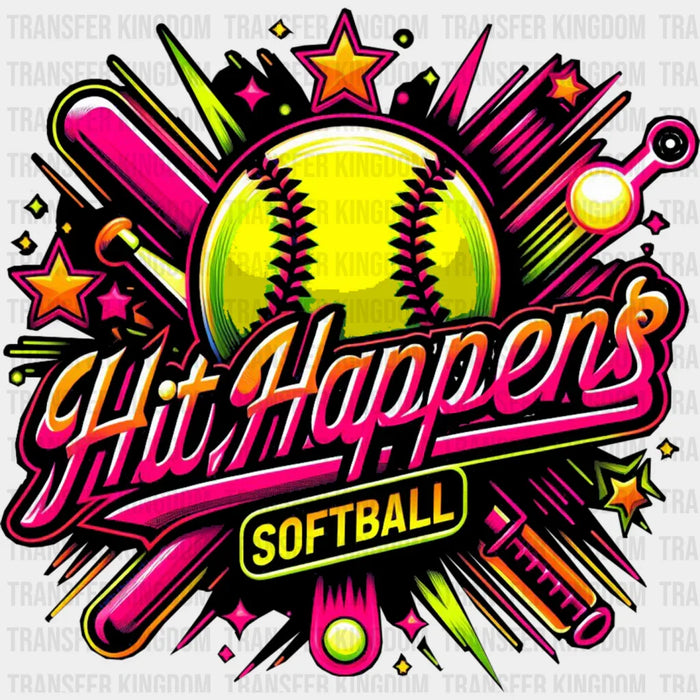 Hit Happens Purple Design - Softball DTF Heat Transfer
