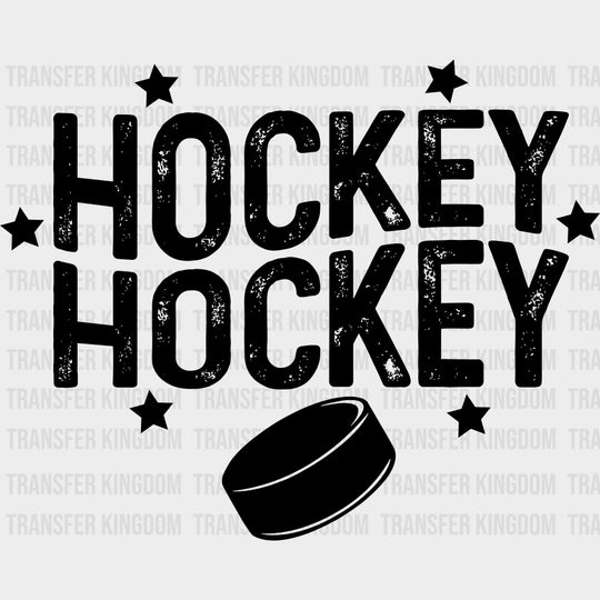 Hockey B&W - Hockey DTF Transfers Adult Unisex - S & M (10’’) / Dark Color Design (See Imaging)