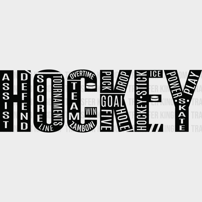 Hockey B&W Letters - Hockey DTF Transfers