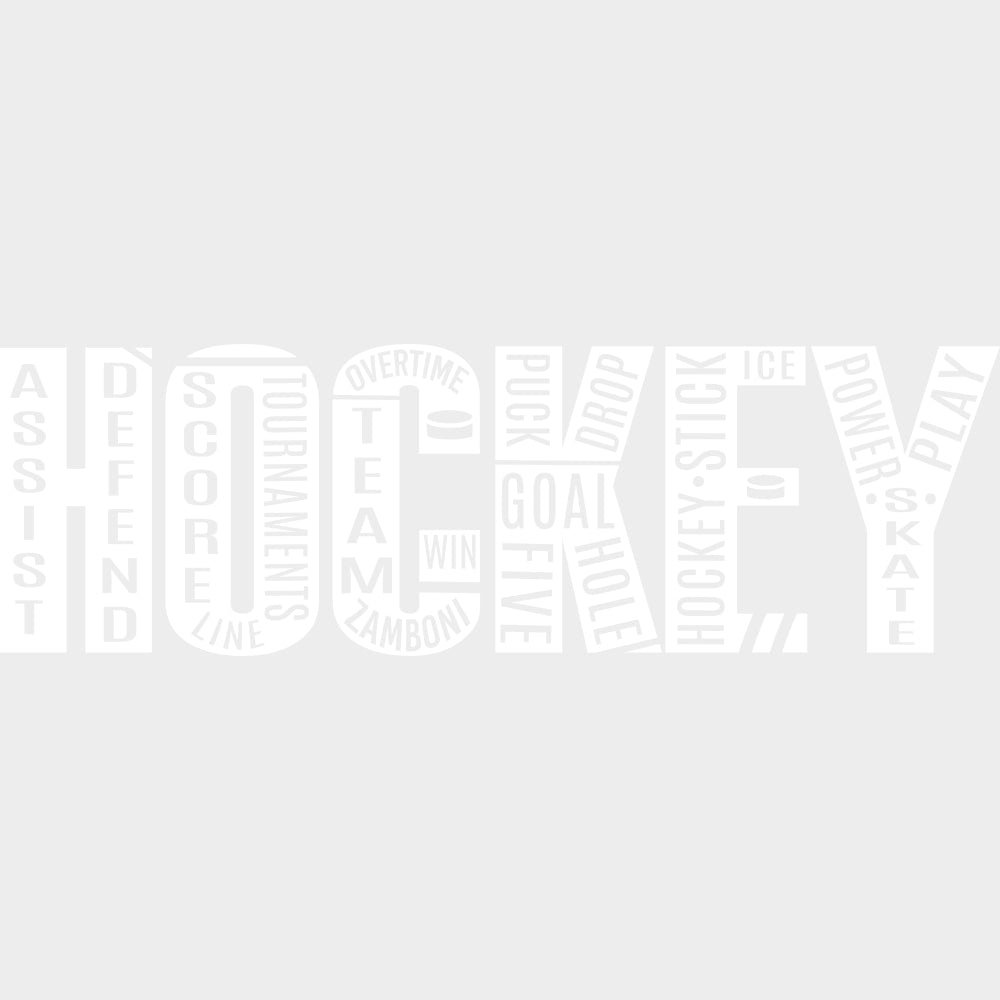 Hockey B&W Letters - Hockey DTF Transfers Adult Unisex - S & M (10’’) / Light Color Design (See Imaging)