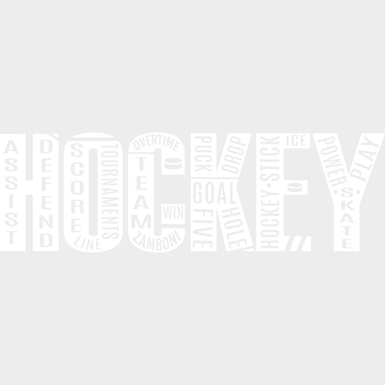 Hockey B&W Letters - Hockey DTF Transfers Adult Unisex - S & M (10’’) / Light Color Design (See Imaging)
