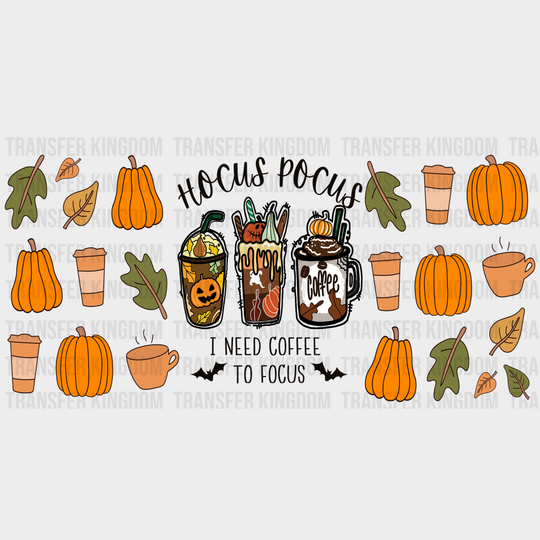 Hocus Pocus I Need Coffee - Halloween Cup Wrap Uv Sticker Permanent Dtf Decal