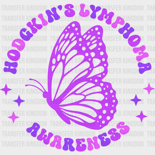 Hodgkin’s Lymphoma Awareness Butterfly - Hodgkin’s Lymphoma Cancer DTF Transfers - Adult Unisex - S & M (10’’) / Dark