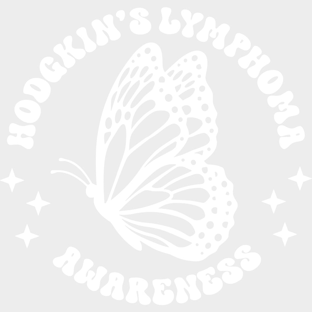 Hodgkin’s Lymphoma Awareness Butterfly - Hodgkin’s Lymphoma Cancer DTF Transfers - Adult Unisex - S & M (10’’) / Light
