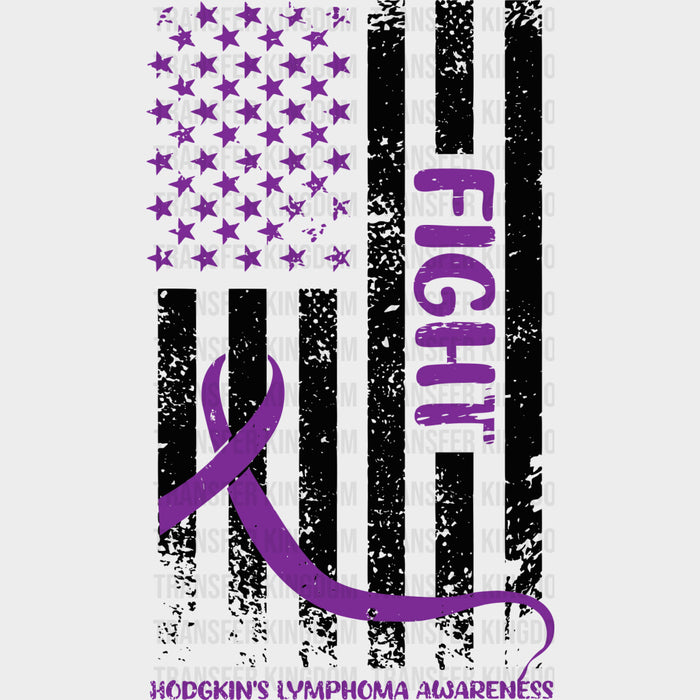 Hodgkin's Lymphoma Awareness, Purple US Flag - Lymphoma DTF Transfers