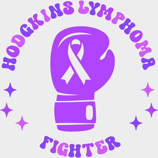 Hodgkin's Lymphoma Fighter Boxing Gloves, Black, White & Purple - Lymphoma DTF Transfers transfer-kingdom Purple Color Design (See Imaging)