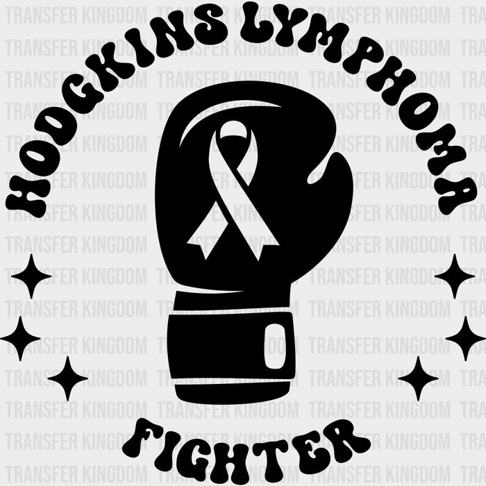 Hodgkin's Lymphoma Fighter Boxing Gloves, Black, White & Purple - Lymphoma DTF Transfers