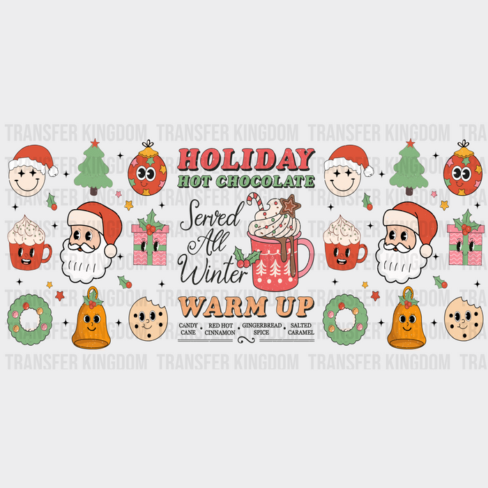 Holiday Hot Chocolate - Christmas Cup Wrap UV Sticker Permanent UV DTF Decal