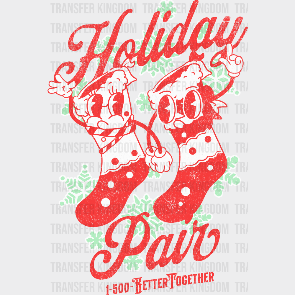 Holiday Pair Socks - Christmas DTF Transfer