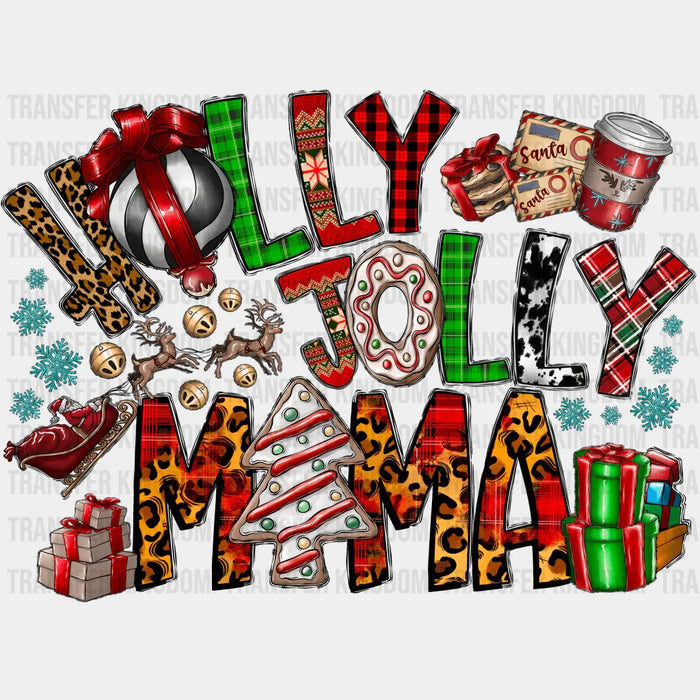 HOLLY JOLLY MAMA Design - Christmas DTF heat transfer