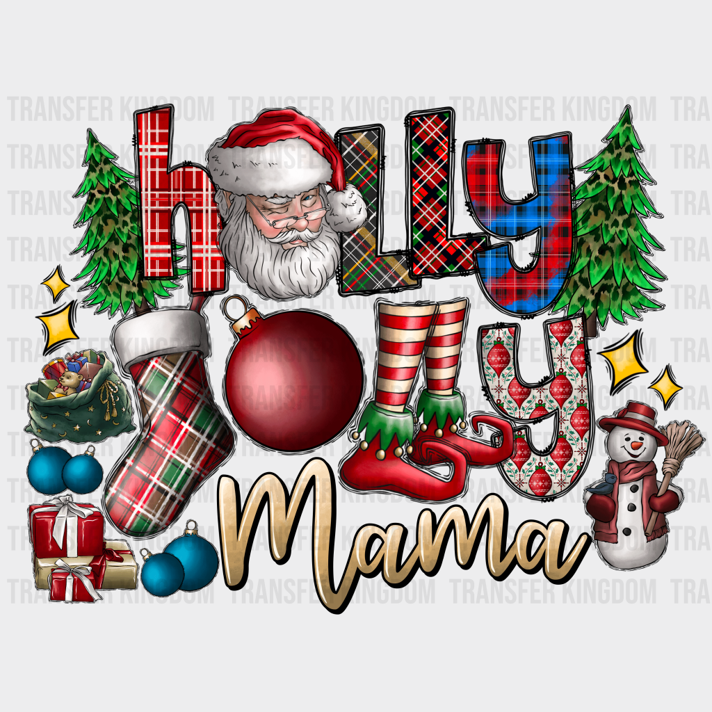 Holly Jolly Mama Christmas Design - Dtf Heat Transfer