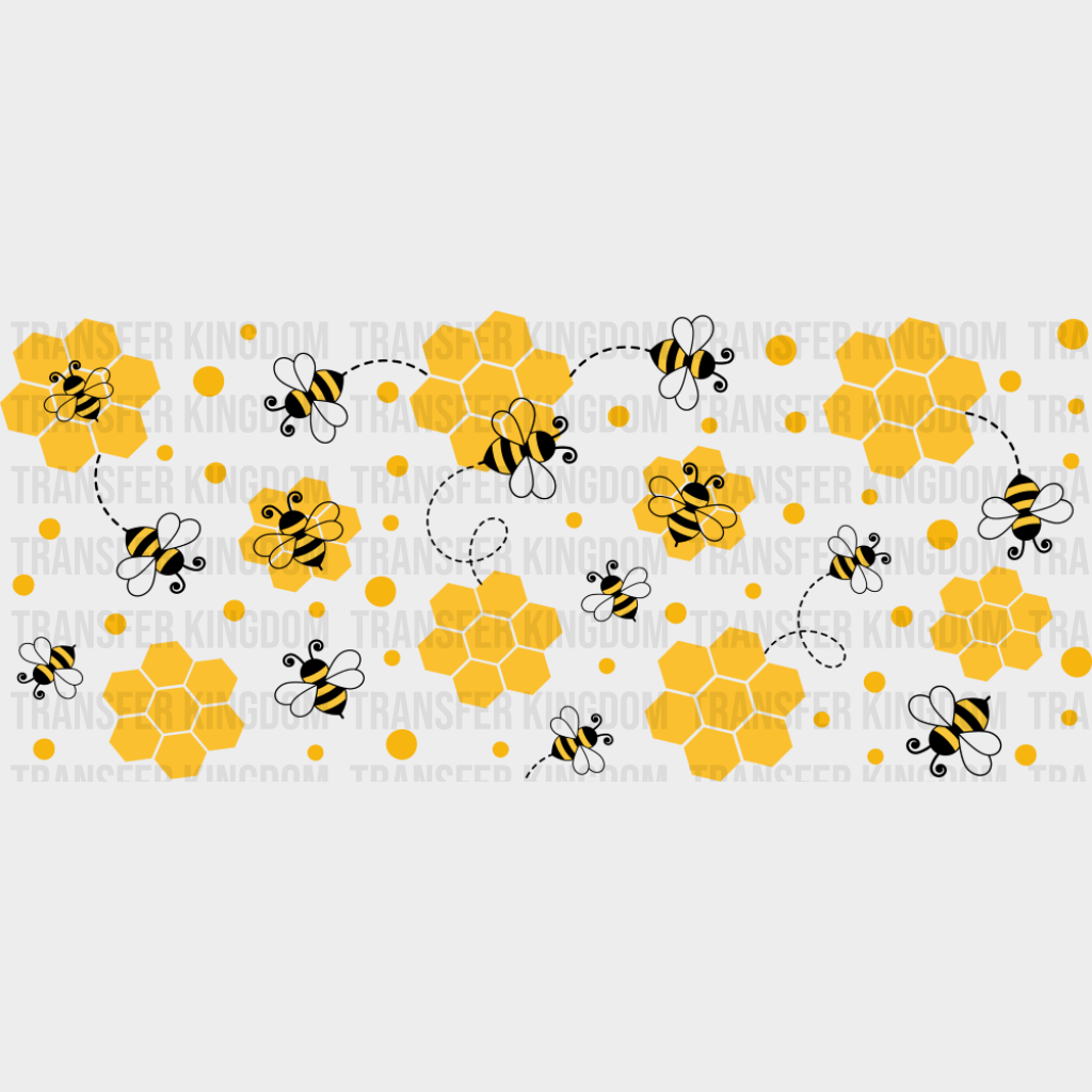 Honeycomb & Bees - General Cup Wrap UV Sticker Permanent UV DTF Decal UVDTF