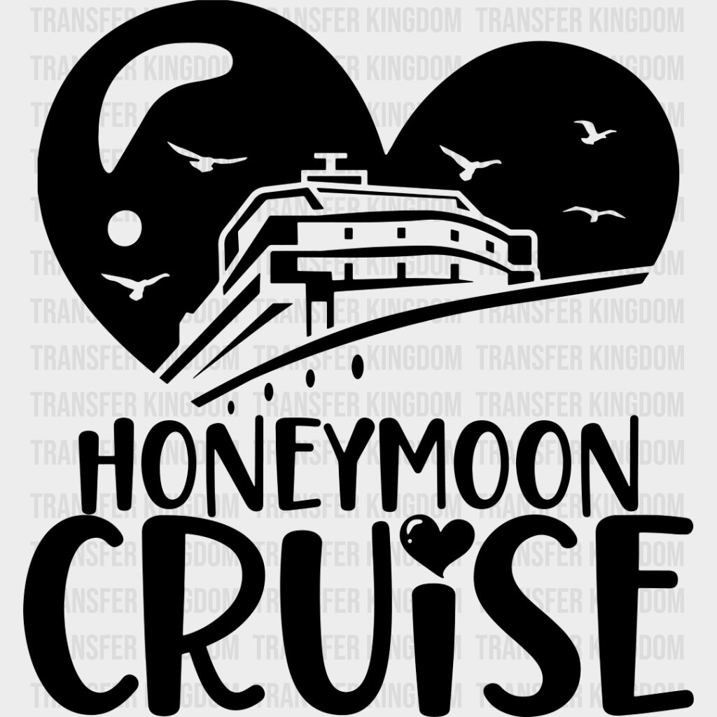 Honeymoon Cruise Heart Design - Iron On Dtf Transfer Unisex S & M (10’’) / Dark Color See Imaging