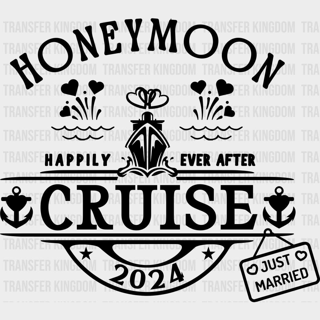 Honeymoon Happily Ever After - Iron On Dtf Transfer Unisex S & M (10’’) / Dark Color Design See