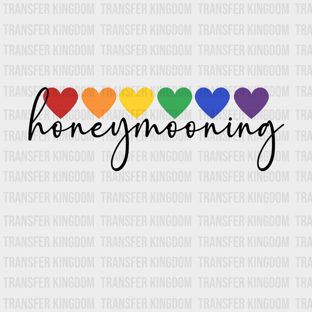 Honeymooning Rainbow Hearts - Honeymoon DTF Transfers Adult Unisex - S & M (10’’) / Dark Color Design (See Imaging)