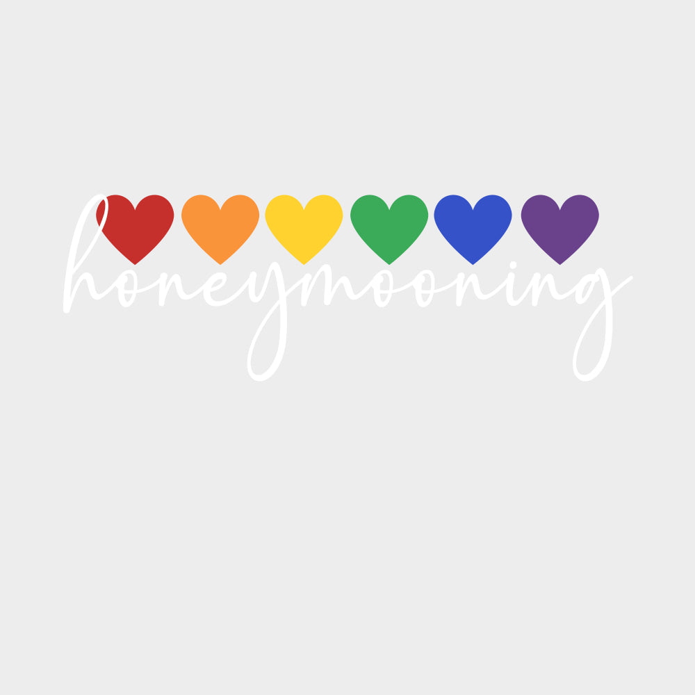 Honeymooning Rainbow Hearts - Honeymoon DTF Transfers Adult Unisex - S & M (10’’) / Light Color Design (See Imaging)